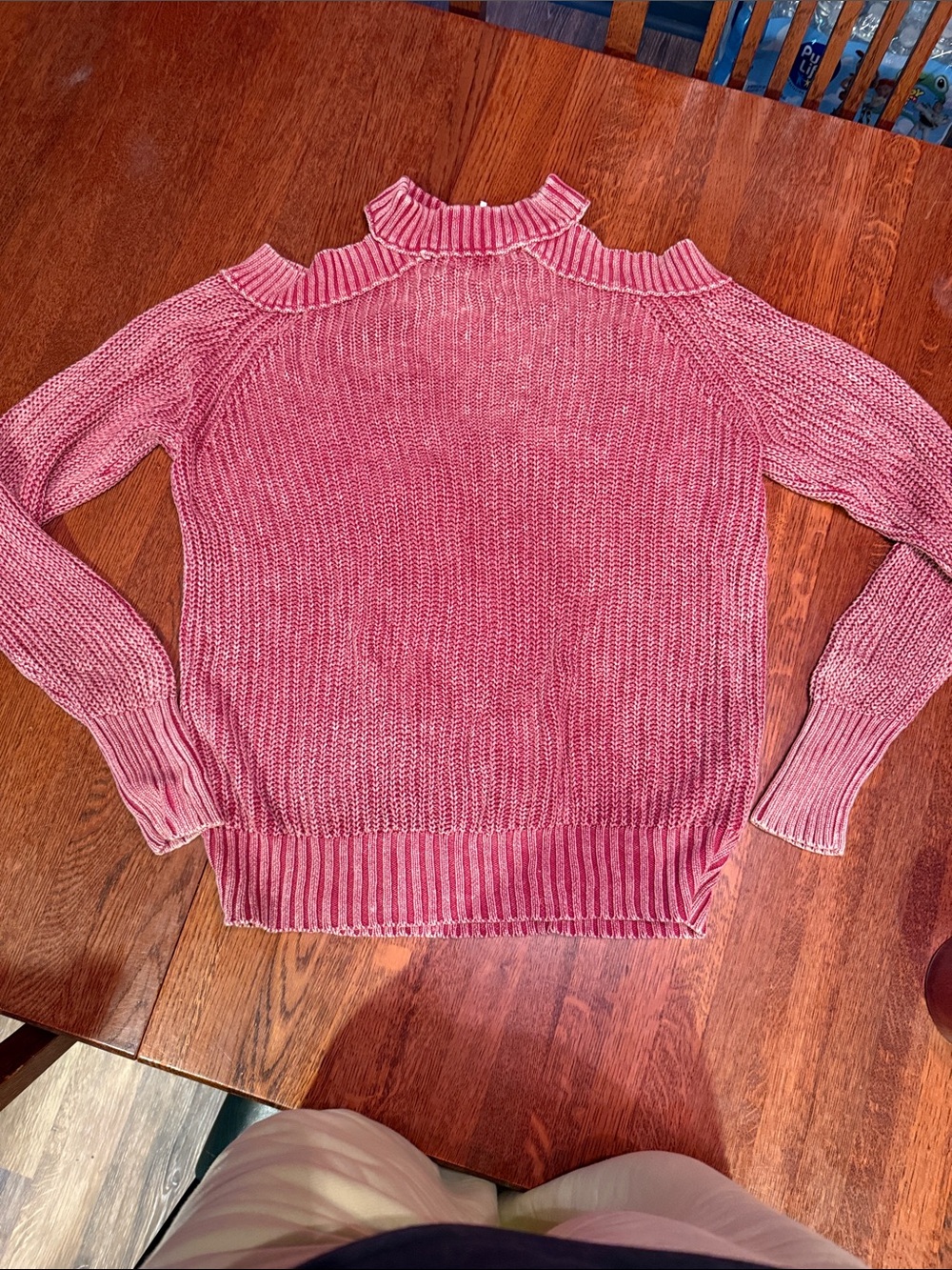 Free People Pink Cold-Shoulder Ribbed Knit Sweater